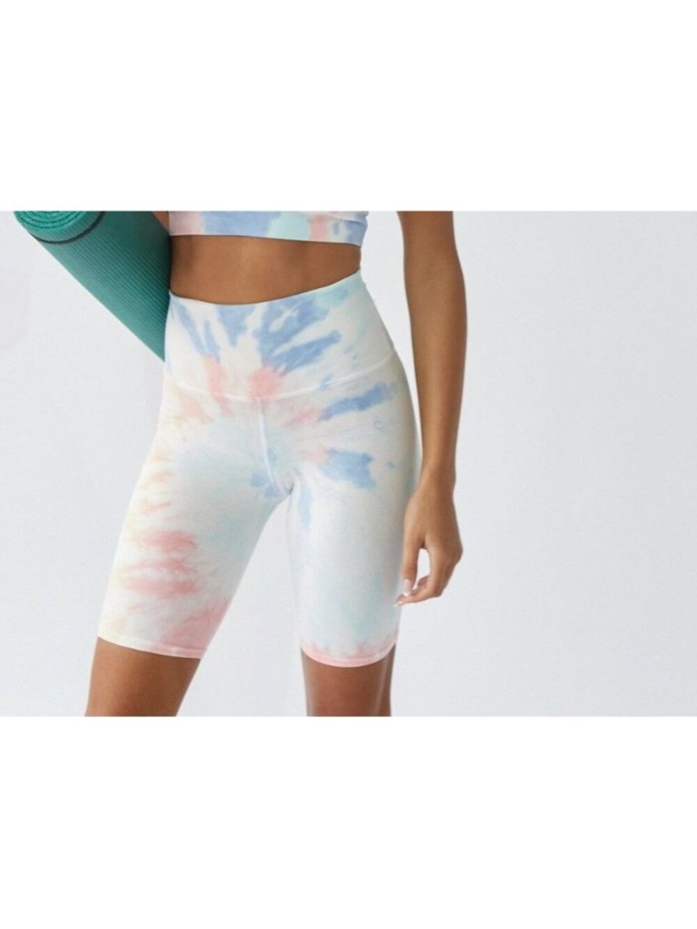Electric & Rose Womens Medano Printed Bike Shorts Pastel Tie Dye Blue Pink XS